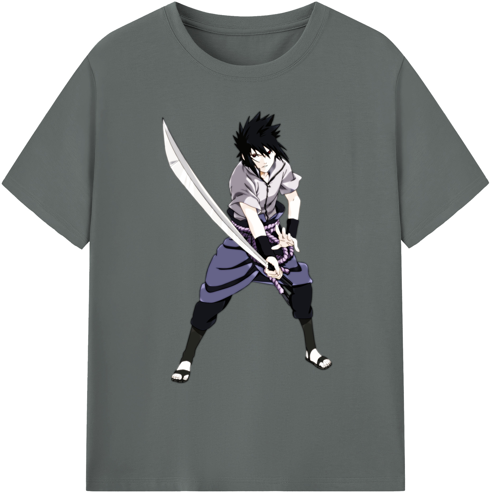 （画像用） NARUTO -ナルト- うちは サスケ Uchiha Sasuke 綿100％ メンズ半袖Tシャツ｜肌触りやわらか＆通気性
